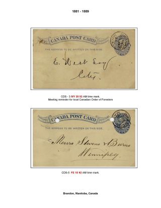19th CENTURY BRANDON POST OFFICE POSTMARKS – sheet 13