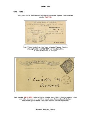 19th CENTURY BRANDON POST OFFICE POSTMARKS – sheet 15