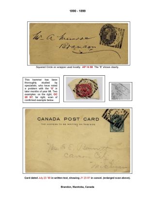 19th CENTURY BRANDON POST OFFICE POSTMARKS – sheet 16