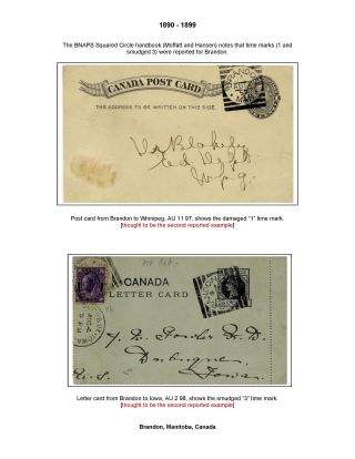 19th CENTURY BRANDON POST OFFICE POSTMARKS – sheet 18