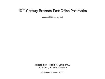 19th CENTURY BRANDON POST OFFICE POSTMARKS