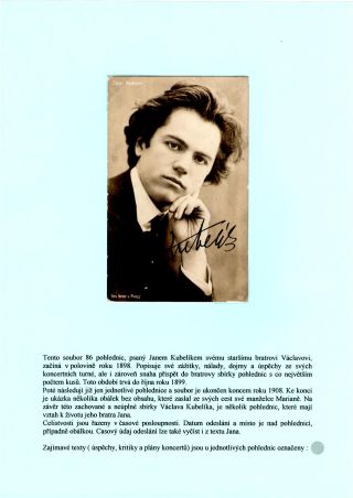 JAN KUBELIK (1880-1940) - PICTURE POSTCARDS, CORRESPONDENCE – sheet 2