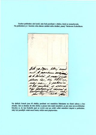 JAN KUBELIK (1880-1940) - ANSICHTSKARTEN, KORRESPONDENZ – Blatt 49