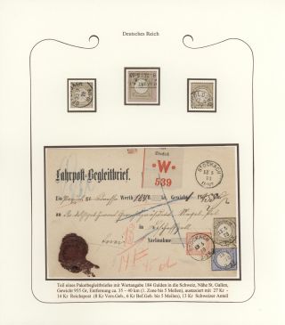 GERMANY - STAMP ISSUES 1872-1874 POSTALY USED – sheet 41