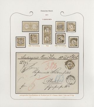 GERMANY - STAMP ISSUES 1872-1874 POSTALY USED – sheet 98
