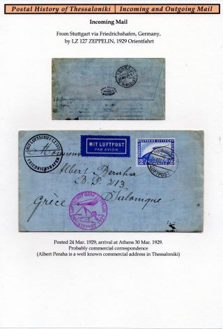 POSTAL HISTORY OF THESSALONIKI - INCOMING AND OUTGOING MAIL – sheet 54
