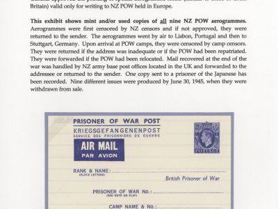 NEW ZEALAND PRISONER OF WAR AEROGRAMMES