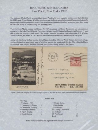 III OLYMPIC WINTER GAMES LAKE PLACID, NEW YORK - 1932 – sheet 1