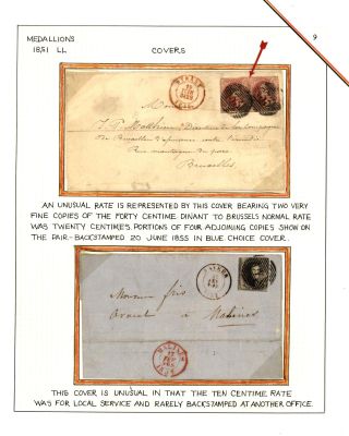 BELGIEN 1851/54 - 3. AUGABE (MEDAILLON) – Blatt 9