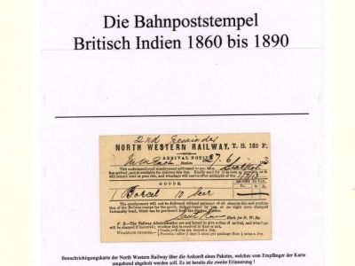 RAZÍTKA VLAKOVÝCH POŠT BRITSKÉ INDIE 1860-1890
