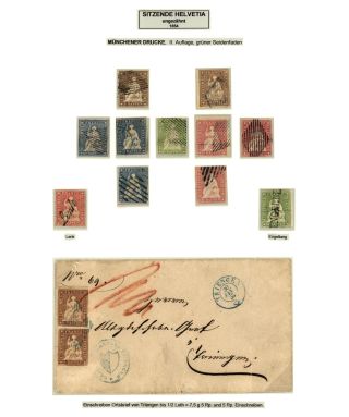 SCHWEIZ - AUSGABE SITZENDE HELVETIA 1854-1862 – Blatt 2