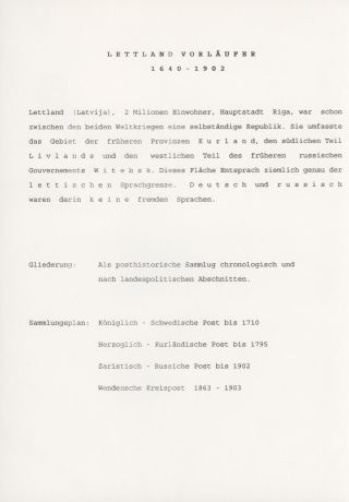LETTLAND VORLÄUFER 1640-1902 – Blatt 1