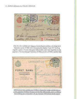 VERWENDUNG DES UNGARISCHES KORRESPONDENZKARTEN MIT ZUSATZFRANKATUR, 1900-1918 – Blatt 8