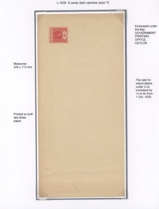 CEYLON POSTAL STATIONERY 1857-1935 – sheet 45