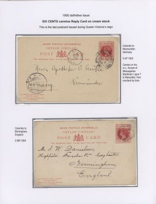CEYLON POSTAL STATIONERY 1857-1935 – sheet 85