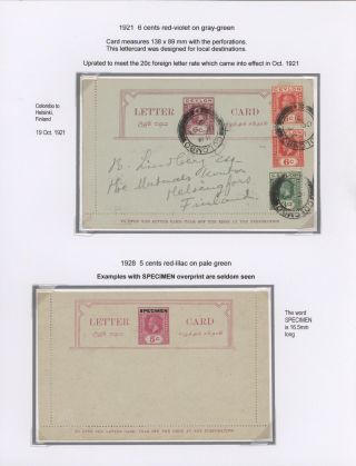 CEYLON POSTAL STATIONERY 1857-1935 – sheet 110