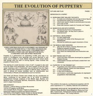 THE EVOLUTION OF PUPPETRY – sheet 1