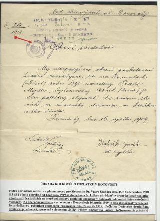 TSCHECHOSLOWAKEI - DOKUMENTEN MIT STEMPELMARKEN 1918-1939 – Blatt 4
