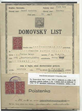 ČESKOSLOVENSKO - LISTINY S KOLKY 1918-1939 – list 40