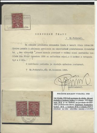 ČESKOSLOVENSKO - LISTINY S KOLKY 1918-1939 – list 69