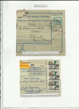 SLOWAKEI - PAKETKARTEN IN 20. JAHRHUNDERT – Blatt 4
