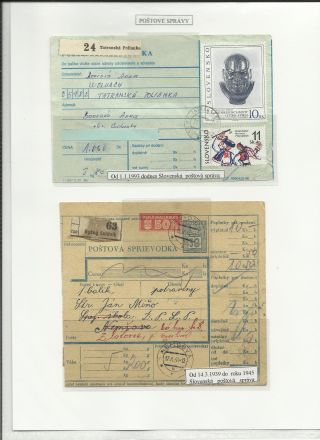 SLOWAKEI - PAKETKARTEN IN 20. JAHRHUNDERT – Blatt 5