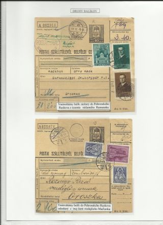SLOWAKEI - PAKETKARTEN IN 20. JAHRHUNDERT – Blatt 8