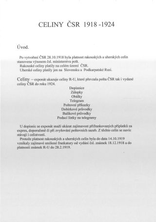 CELINY ČSR 1918-1924 – list 1