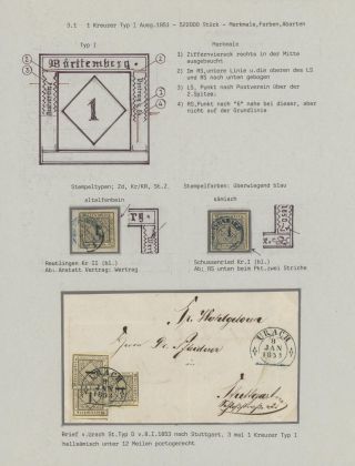 WÜRTTEMBERG - FIRST STAMP ISSUE (1851-1858) – sheet 7