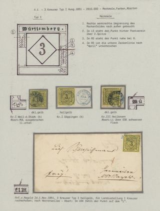 WÜRTTEMBERG - FIRST STAMP ISSUE (1851-1858) – sheet 15