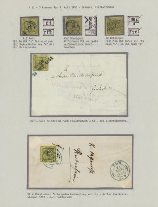 WÜRTTEMBERG - FIRST STAMP ISSUE (1851-1858) – sheet 16