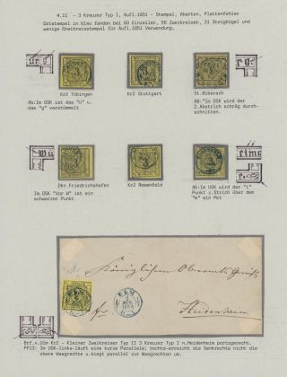 WÜRTTEMBERG - FIRST STAMP ISSUE (1851-1858) – sheet 17