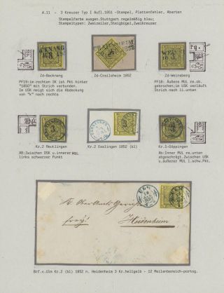 WÜRTTEMBERG - FIRST STAMP ISSUE (1851-1858) – sheet 19
