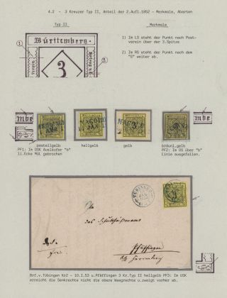 WÜRTTEMBERG - FIRST STAMP ISSUE (1851-1858) – sheet 20