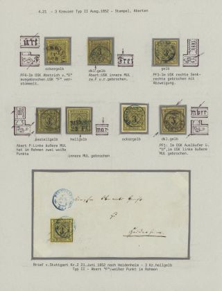 WÜRTTEMBERG - FIRST STAMP ISSUE (1851-1858) – sheet 21