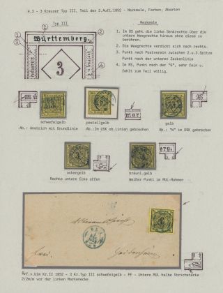 WÜRTTEMBERG - FIRST STAMP ISSUE (1851-1858) – sheet 24