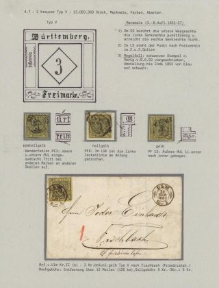 WÜRTTEMBERG - FIRST STAMP ISSUE (1851-1858) – sheet 30