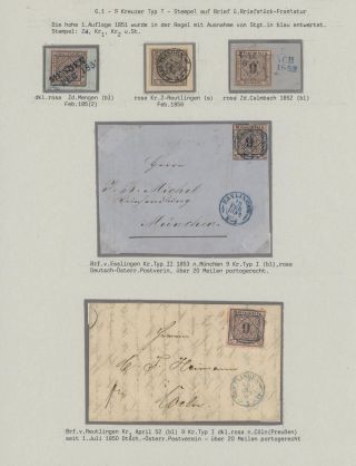 WÜRTTEMBERG - ERSTAUSGABE DER KREUZERZEIT (1851-1858) – Blatt 42