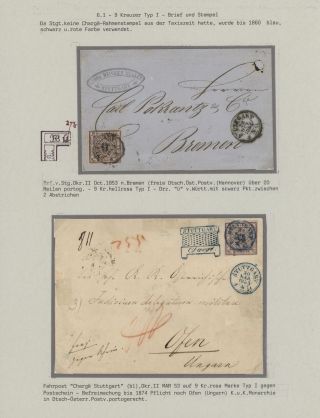 WÜRTTEMBERG - ERSTAUSGABE DER KREUZERZEIT (1851-1858) – Blatt 43