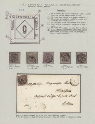 WÜRTTEMBERG - ERSTAUSGABE DER KREUZERZEIT (1851-1858) – Blatt 44