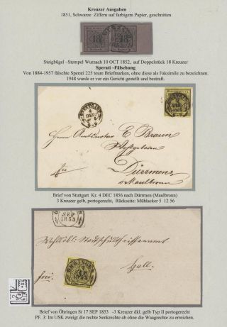 WÜRTTEMBERG - ERSTAUSGABE DER KREUZERZEIT (1851-1858) – Blatt 50