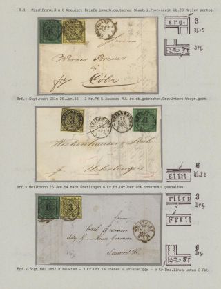 WÜRTTEMBERG - ERSTAUSGABE DER KREUZERZEIT (1851-1858) – Blatt 55
