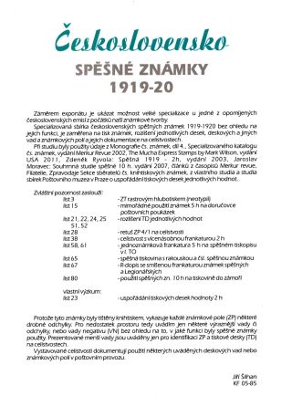 ČESKOSLOVENSKO - SPĚŠNÉ ZNÁMKY 1919-20 – list 1
