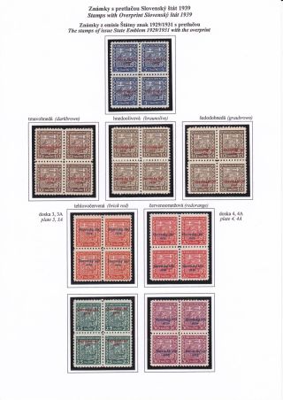 SLOVAKIA 1939 - POSTAGE STAMPS COAT OF ARMS AND PORTRAITS OVERPRINTED "Slovenský štát 1939" – sheet 8