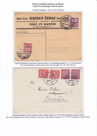 SLOVAKIA 1939 - POSTAGE STAMPS COAT OF ARMS AND PORTRAITS OVERPRINTED "Slovenský štát 1939" – sheet 12