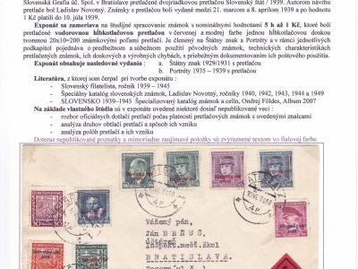 SLOVENSKO 1939 - VÝPLATNÍ ZNÁMKY STÁTNÍ ZNAK A PORTRÉTY S PŘETISKEM "Slovenský štát 1939"