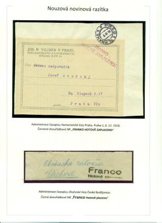 POŠTOVNÉ PLACENO V HOTOVOSTI V POPŘEVRATOVÉ DOBĚ LET 1918-1919 – list 4