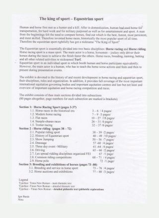 THE KING OF SPORT - EQUESTRIAN SPORT – sheet 2