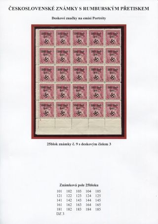 TSCHECHOSLOWAKISCHE BRIEFMARKEN MIT RUMBURG-AUFDRUCK – Blatt 11