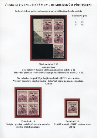 TSCHECHOSLOWAKISCHE BRIEFMARKEN MIT RUMBURG-AUFDRUCK – Blatt 14